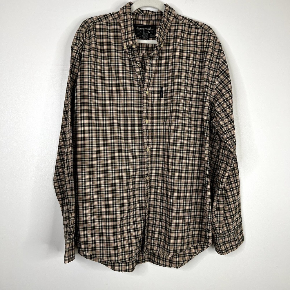 Vintage Abercrombie & Fitch Checkered Long Sleeve Button Down‎ Shirt Sz Large
